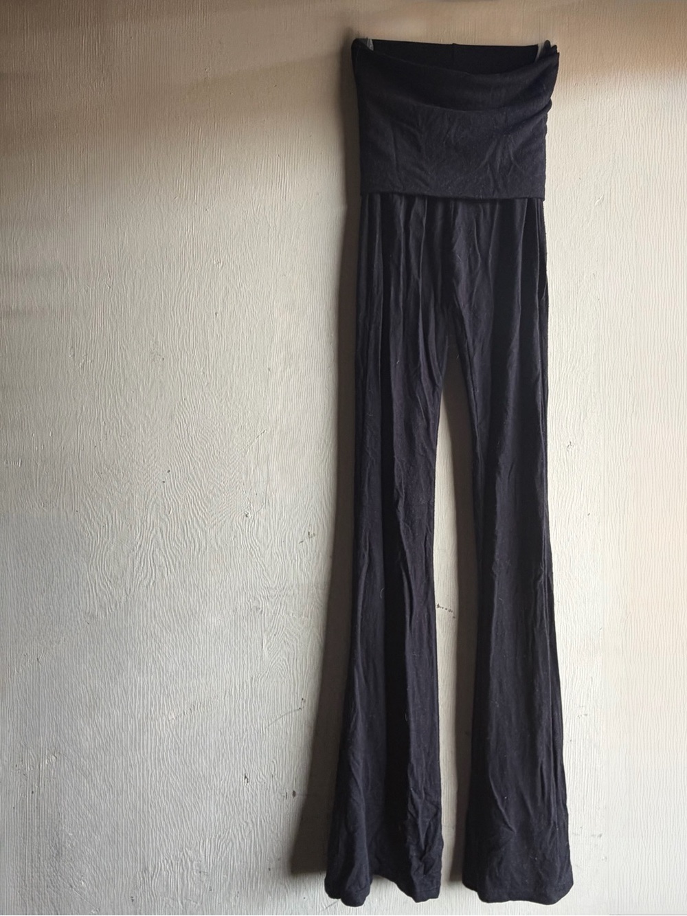 Women's Black Fold-Over Waist Flared Pants